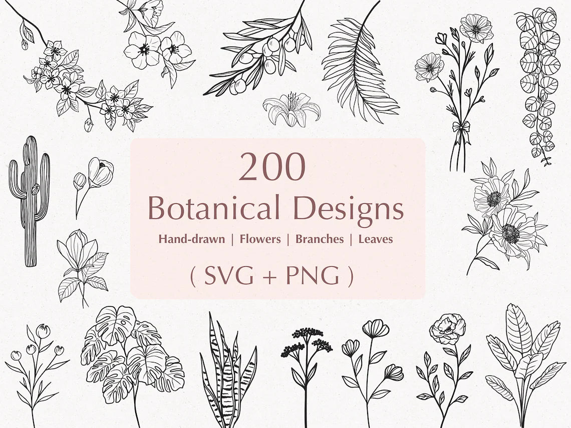 200 Botanical Svg Bundle