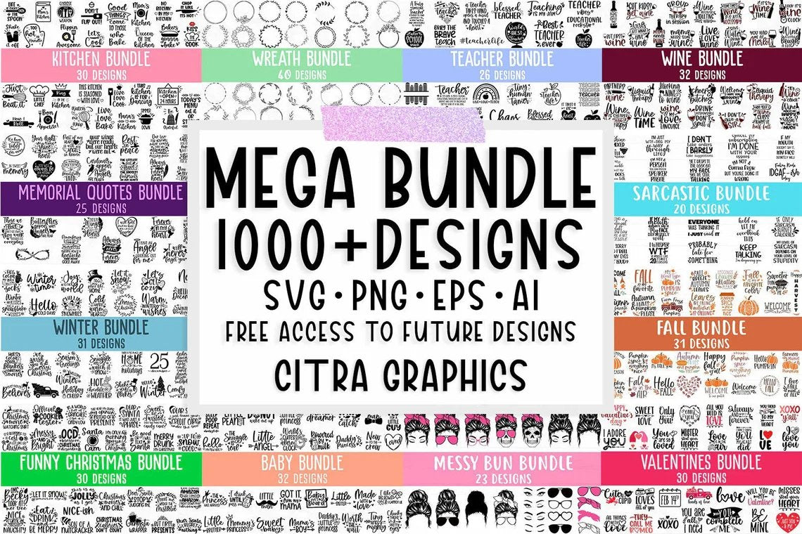 Mega SVG Bundle 1000+ Designs