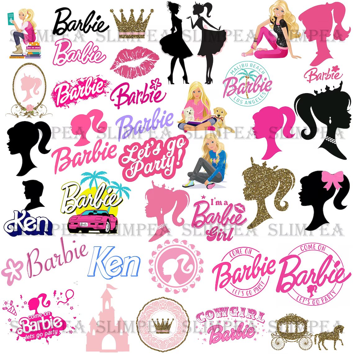Barbie PNG SVG Clipart Mega Bundle with Digital Papers – Glam Zephyr