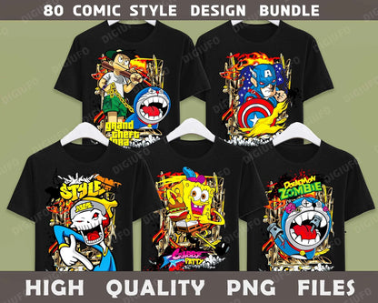 80 comic style png bundle and more Colorful