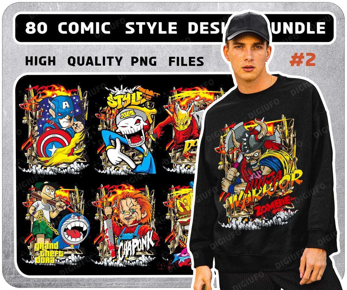 80 comic style png bundle and more Colorful