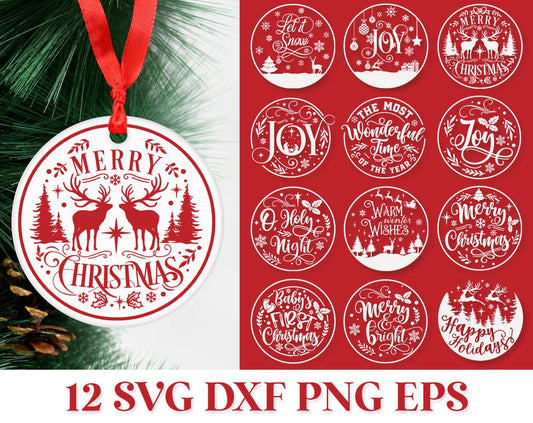 Round Christmas Ornaments SVG