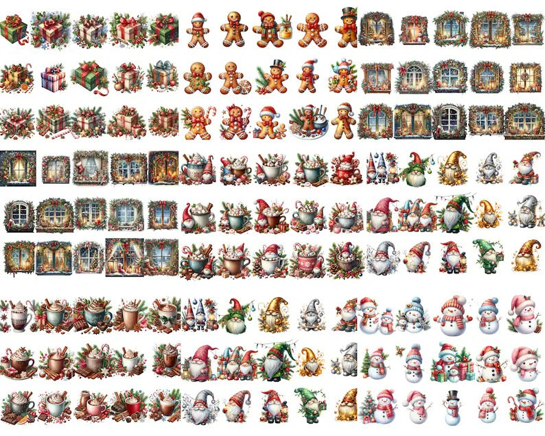 800+ Watercolor Mega Christmas Clipart Bundle