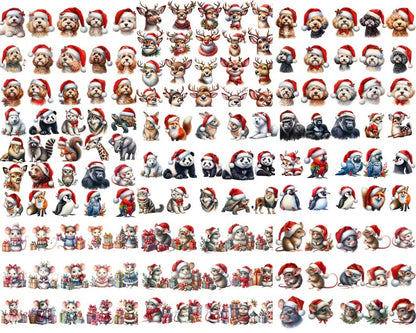 800+ Watercolor Mega Christmas Clipart Bundle