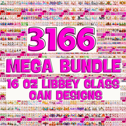 Mega Bundle 16oz Libbey Glass Cup Wrap Sublimation Designs