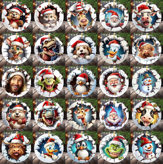 340 Files 3D Christmas Break Through Ornament Sublimation PNG